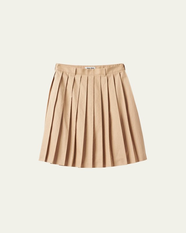 Logo Popeline Jacquard Pleated Skirt